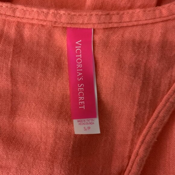 Victorias Secret Coral Fringe Hem Tank Cover Up Pocket Detail Small Beach Boho - Picture 4 of 5